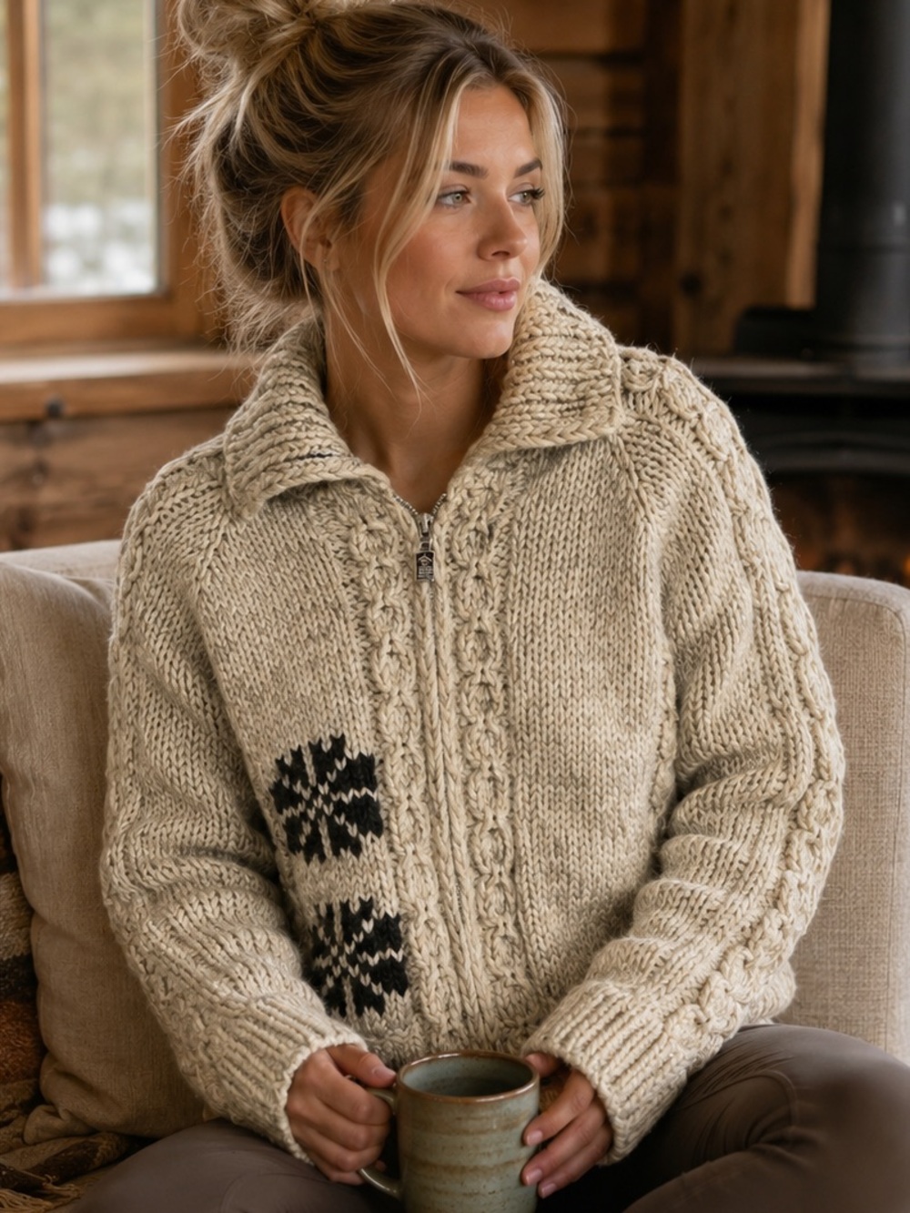 🤍 Authentic Longhouse Handmade Cowichan Wool Sweater, Size M  Made in Canada